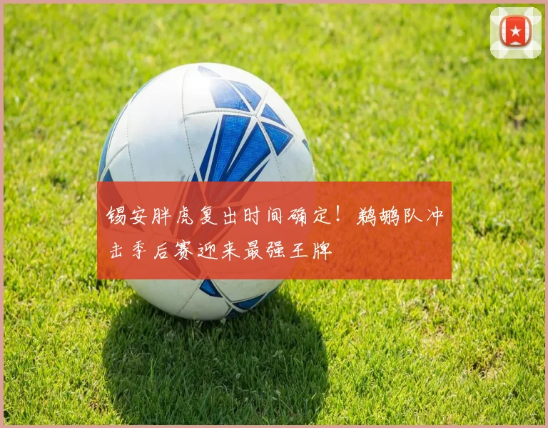 锡安胖虎复出时间确定!鹈鹕队冲击季后赛迎来最强王牌
